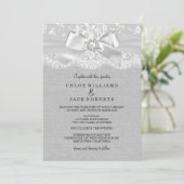 グレイかわいらしヴィンテージレース&バーラップウェディング招待 招待状 (スタンド正面)