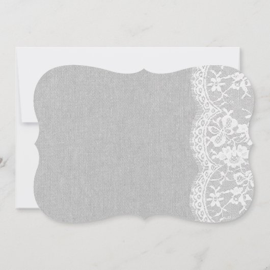 グレイかわいらしヴィンテージレース&バーラップブライダルシャワー 招待状 (裏面)