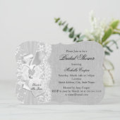 グレイかわいらしヴィンテージレース&バーラップブライダルシャワー 招待状 (スタンド正面)