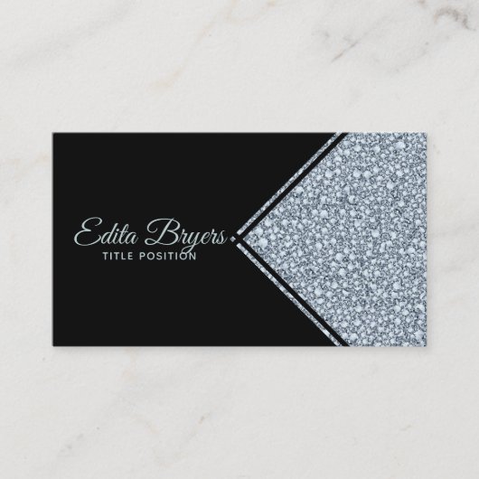 グレイきらめくダイヤモンドグリッター 名刺 (正面)