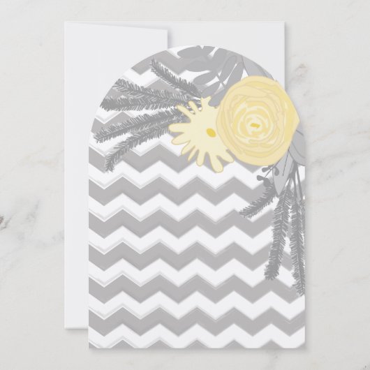 グレイとイエロージグザグタイポグラフィ結婚ズ 招待状 (裏面)