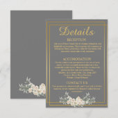 グレイとゴールドの結婚式 詳細 封入カード 招待状 (正面/裏面)