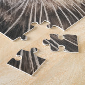 グレイなタビー猫クローズアップ ジグソーパズル (側面)