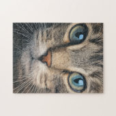 グレイなタビー猫クローズアップ ジグソーパズル (横)