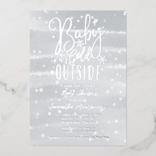 グレイのウィンター・ベビーシャワー「Baby It's Cold Outside」 箔招待状