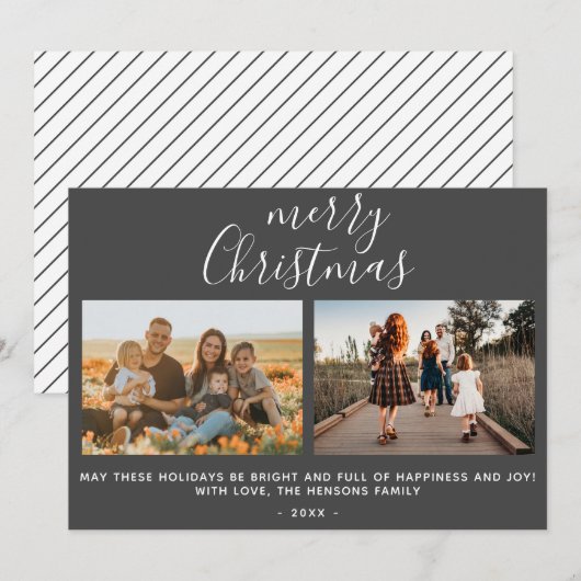 グレイのクリスマススクリプトファミリーフォトコラージュ シーズンカード (正面/裏面)