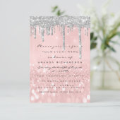グレイのグリッターがシルバーローズに滴る ブライダル 16歳の誕生日パーティ 招待状 (スタンド正面)