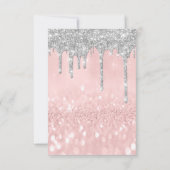 グレイのグリッターがシルバーローズに滴る ブライダル 16歳の誕生日パーティ 招待状 (裏面)