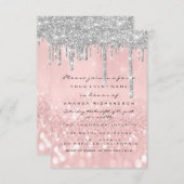 グレイのグリッターがシルバーローズに滴る ブライダル 16歳の誕生日パーティ 招待状 (正面/裏面)