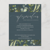 グレイの葉の水彩画 ウェディングインフォメーション エンクロージャーカード (正面)