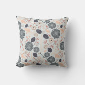 グレイよくはしゃぐブルーピーチフローラリピートプリント クッション (正面)