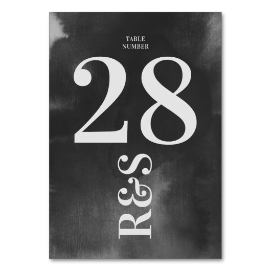 グレイアートビッグモダンモノグラムはっきりしたシンプル結婚ズ テーブルナンバー (正面)