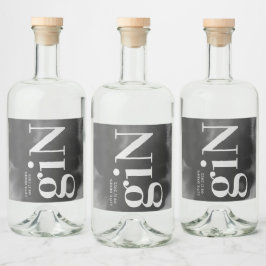 グレイアートビッグモダンモノグラムはっきりしたシンプル結婚ズ リキュールボトルラベル