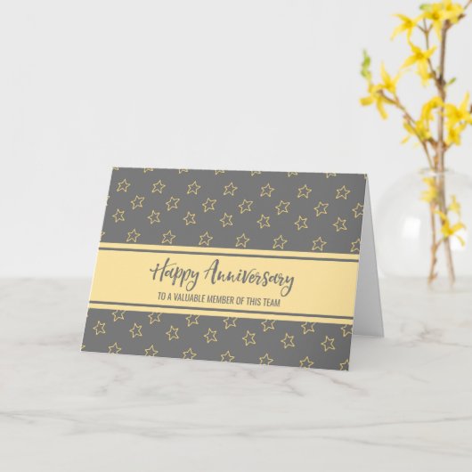 グレイイエロースターズ従業員記念日カード カード (黄色い花)