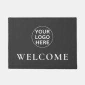 グレイウェルカムロゴlプロフェッショナルビジネスブランディング ドアマット (正面)