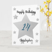 グレイウォーター色スターズ14誕生日カード カード (黄色い花)