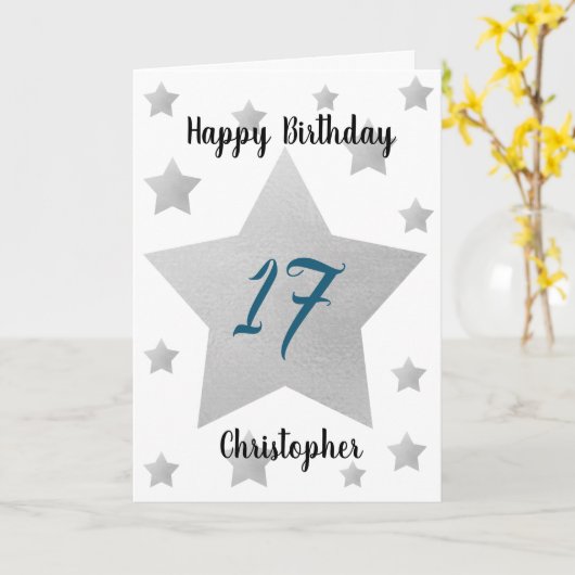 グレイウォーター色スターズ17誕生日カード カード (黄色い花)