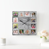 グレイウッド12写真テンプレートタイムファミリー引用文 スクエア壁時計 (ホーム)