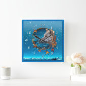 グレイウルフザクエス素晴らしト スクエア壁時計 (ホーム)