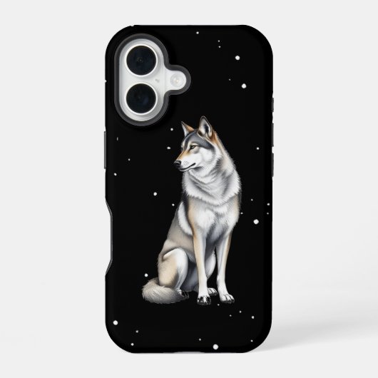 グレイエレガントウルフ iPhone 16ケース (裏面)
