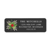 グレイエレガントクリスマスグリーン差出人住所 ラベル (正面)