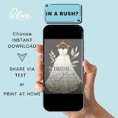 グレイエレガントグリーンリードレスガウンブライダルシャワー 招待状