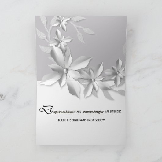 グレイエレガントシルバー花模様悔やみや弔慰 カード (内部)