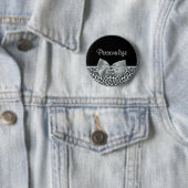 グレイエレガントジャガープリントネームかわいらしシルバーボウ 缶バッジ (インサイチュ)