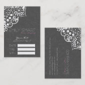 グレイエレガントダマスホワイトレースアポイントメントカード 予約カード (正面/裏面)