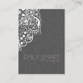グレイエレガントダマスホワイトヴィンテージレース 名刺