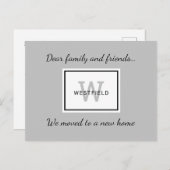 グレイエレガントファミリーモノグラムニューホームムービング 案内ポストカード (正面/裏面)