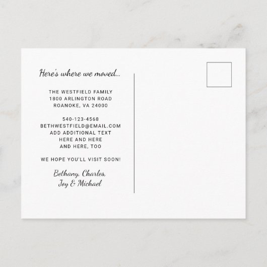 グレイエレガントファミリーモノグラムニューホームムービング 案内ポストカード (裏面)