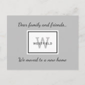 グレイエレガントファミリーモノグラムニューホームムービング 案内ポストカード (正面)