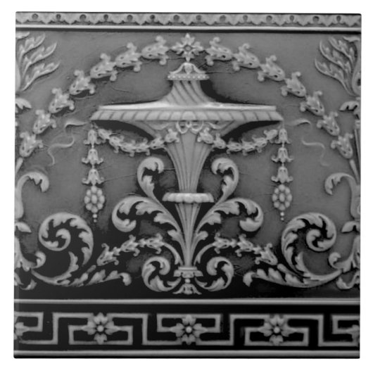 グレイエレガントブラック新古典派アンティークレプロタイル タイル (正面)