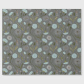 グレイエレガントブルーダンデリオンフローラルパターン ラッピングペーパー (フラット)