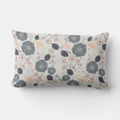 グレイエレガントブルーピーチ花柄 ランバークッション (裏面)