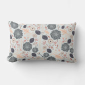 グレイエレガントブルーピーチ花柄 ランバークッション (正面)