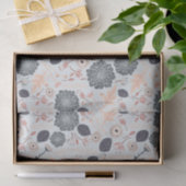 グレイエレガントブルーピーチ花柄 薄葉紙 (ギフト)