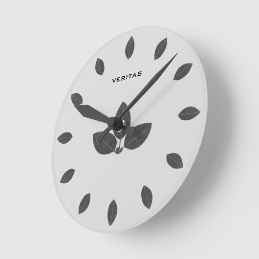 グレイエレガントベイツリー葉ズ ラウンド壁時計 (傾斜)