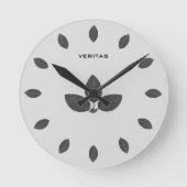 グレイエレガントベイツリー葉ズ ラウンド壁時計 (正面)