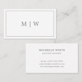 グレイエレガントモノグラムモダンプロフェッショナルシンプル 名刺 (正面/裏面)