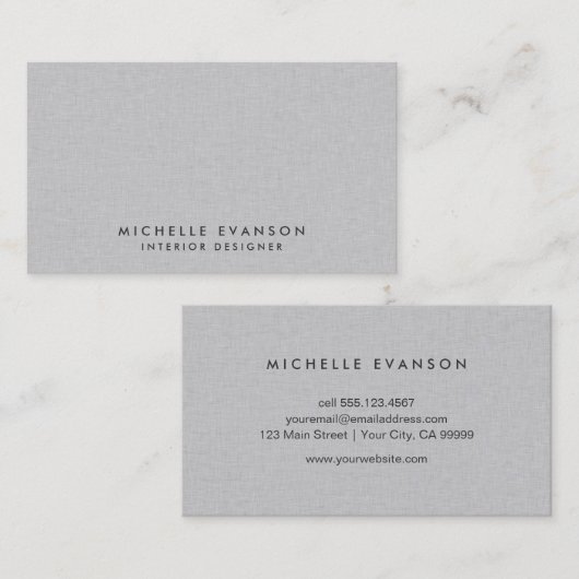 グレイエレガントリネンミニマルプロフェッショナル 名刺 (正面/裏面)