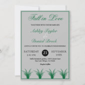 グレイエレガント素朴グリーングラスボホ秋の結婚式 招待状 (正面)