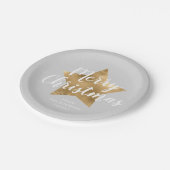 グレイエレガント金ゴールドスターメリークリスマス ペーパープレート (アングル)
