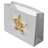 グレイエレガント金ゴールドスターメリークリスマス ラージペーパーバッグ (裏面アングル)