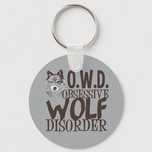 グレイカッコいいウルフ キーホルダー (正面)