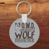 グレイカッコいいウルフ キーホルダー (正面)