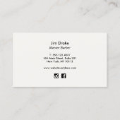 グレイカッコいいスエード理容師ポールバーバーショップ 名刺 (裏面)