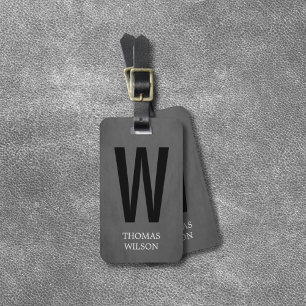 グレイカッコいいブラックモノグラはっきりしたム ラゲッジタグ