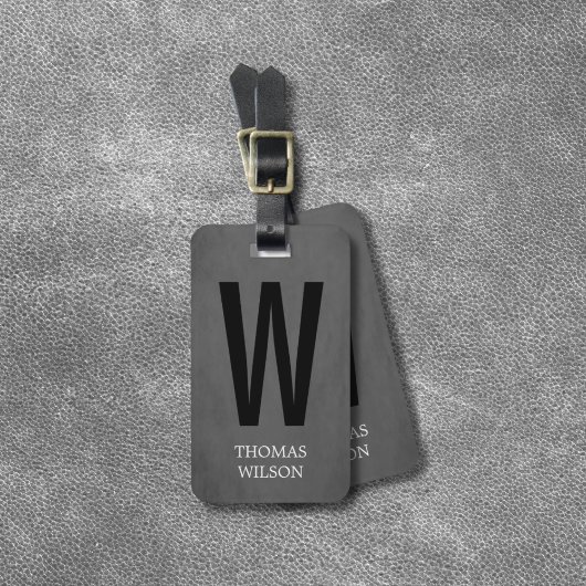 グレイカッコいいブラックモノグラはっきりしたム ラゲッジタグ